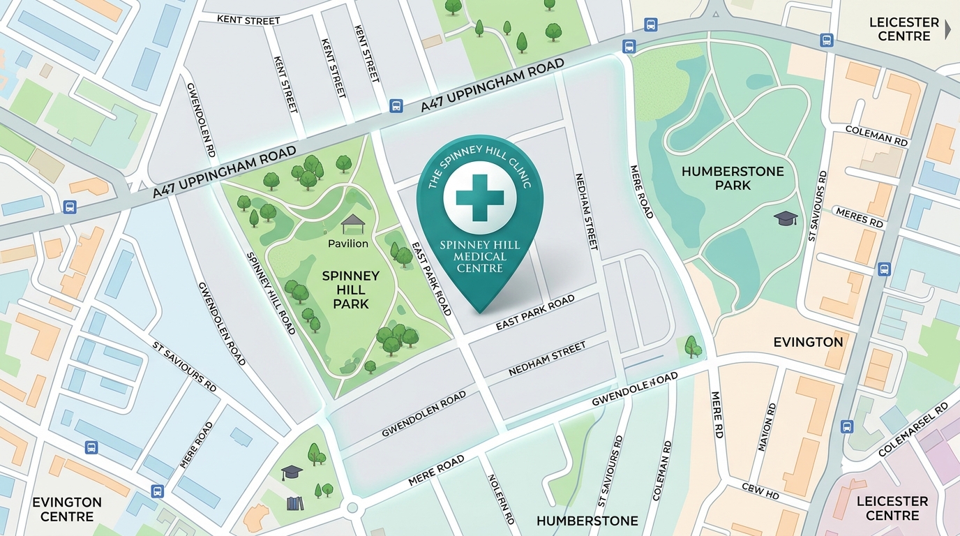 Map showing the clinic location in Leicester